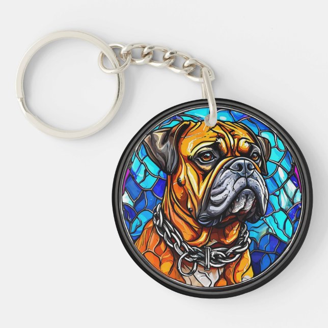 Boxer Dog Cute Portrait For Dog Lovers Gift Keychain (Front)
