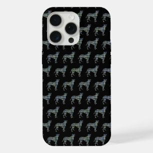 Boxer Dog Cute Silhouette Grid Black iPhone 15 Pro Max Case