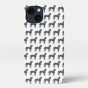 Boxer Dog Cute Silhouette Grid White iPhone 13 Case