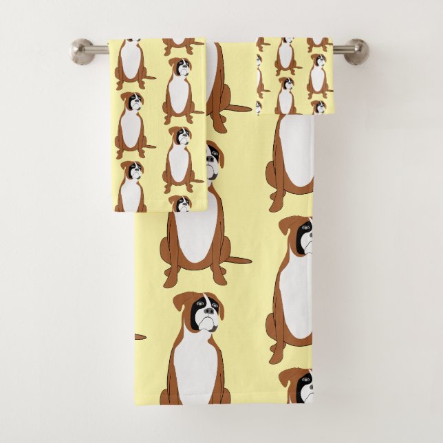 Boxer Dog Design Bath Towel Set (Insitu)