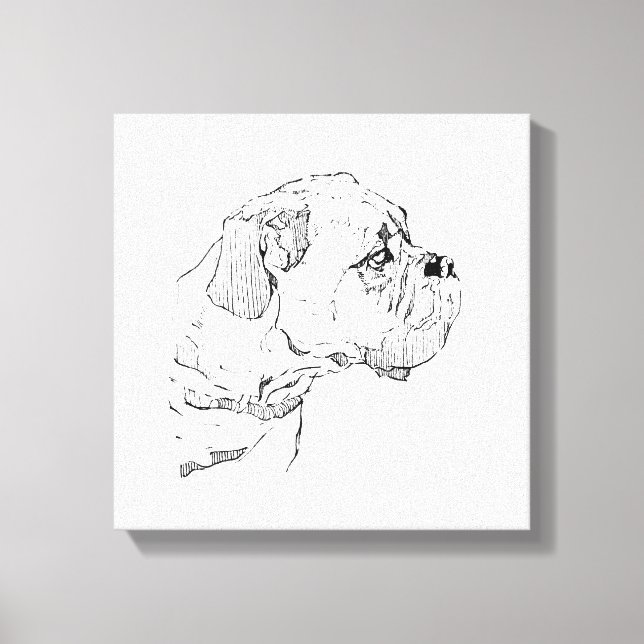 Boxer Dog  – Dog Lover Minimalist Illustration Canvas Print (Front)
