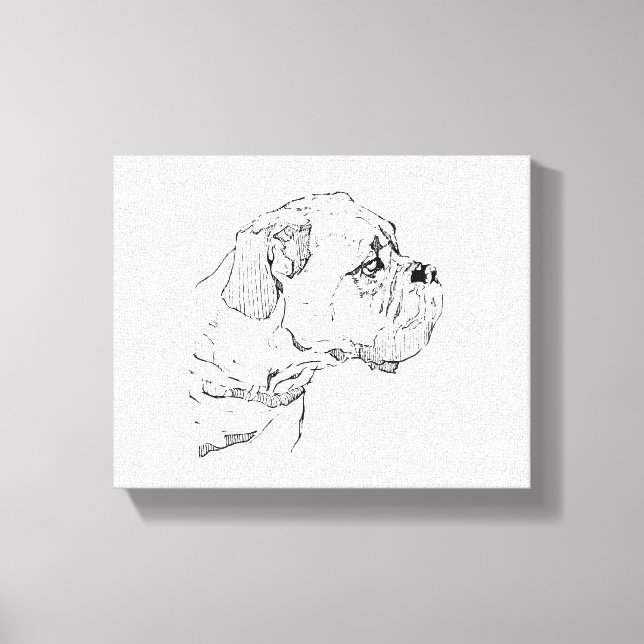 Boxer Dog  – Dog Lover Minimalist Illustration Canvas Print (Front)