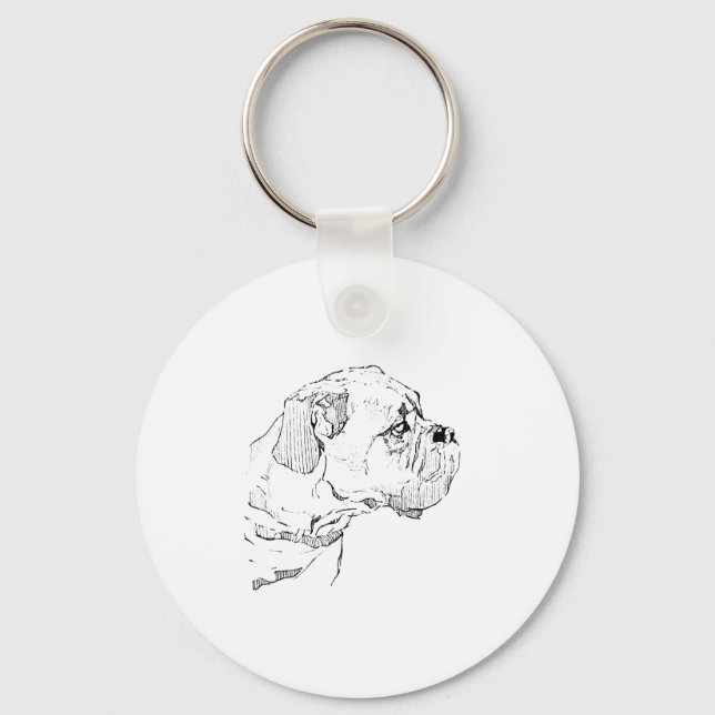 Boxer Dog  – Dog Lover Minimalist Illustration Keychain (Front)
