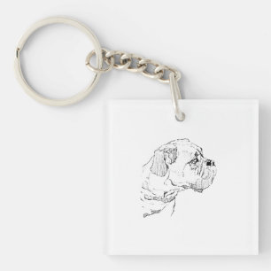 Boxer Dog  – Dog Lover Minimalist Illustration Keychain