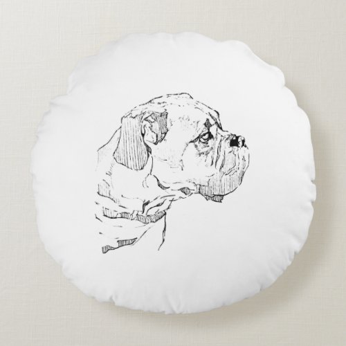 Boxer Dog – Dog Lover Minimalist Illustration Round Pillow