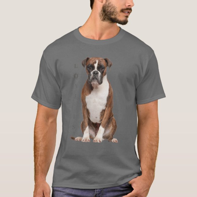 Boxer Dog Dog Mom Dad Love Is Puppy Pet Women Men T-Shirt (Front)