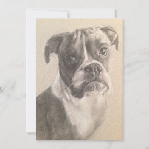 boxer dog drawing holiday card