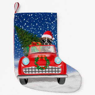 Boxer Dog Driving Car In Snow Christmas Small Christmas Stocking