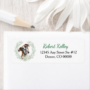 Boxer Dog Eucalyptus Leaf Wreath Label