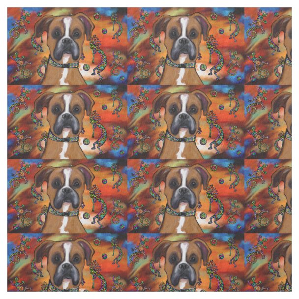 Floral Boxer print fabric Zazzle