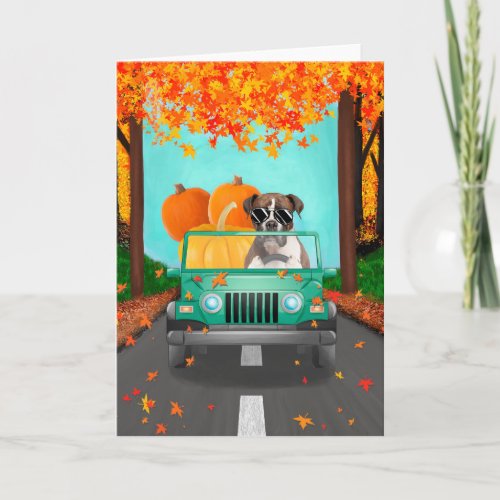 Boxer Dog Fall Pumpkin Card