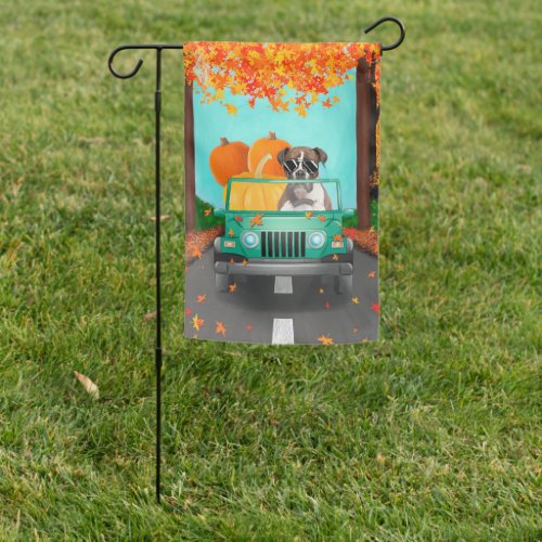 Boxer Dog Fall Pumpkin  Garden Flag