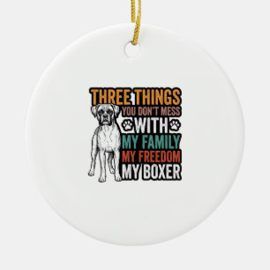 Boxer Dog Family Freedom Vintage Shirt Design_1 Ceramic Ornament