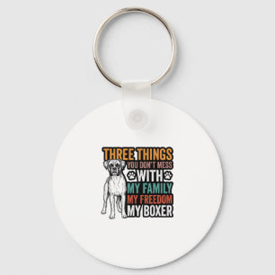 Boxer Dog Family Freedom Vintage Shirt Design_1 Keychain