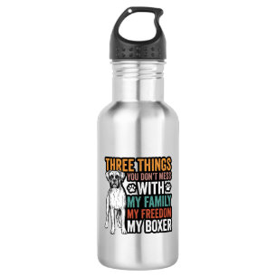Boxer Dog Family Freedom Vintage Shirt Design_1 Stainless Steel Water Bottle