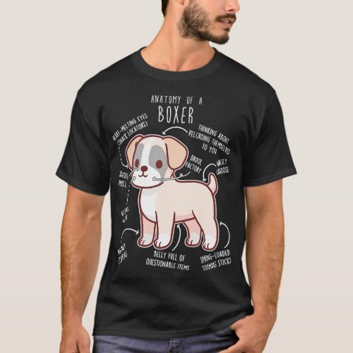 Boxer Dog Fawn Anatomy 2 T_Shirt