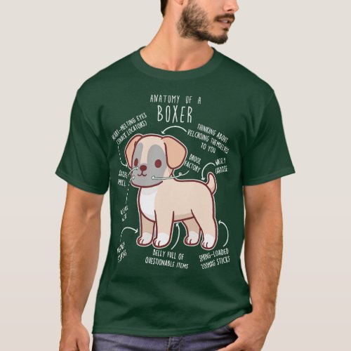 Boxer Dog Fawn Anatomy 3 T_Shirt