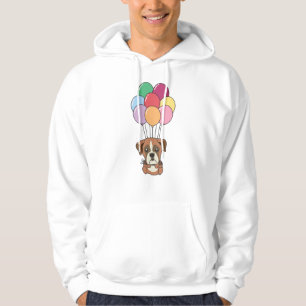 Boxer Dog Flies With Colorful Balloons Hoodie