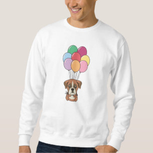 Boxer Dog Flies With Colorful Balloons Sweatshirt