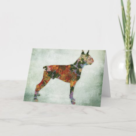 Boxer Dog Floral On Green Card