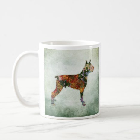 Boxer Dog Floral On Green Coffee Mug
