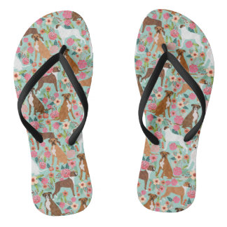 Boxer Dog Florals Flip Flops