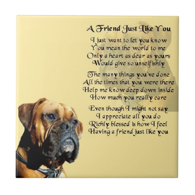 Boxer Dog - Friend Poem Tile (Front)