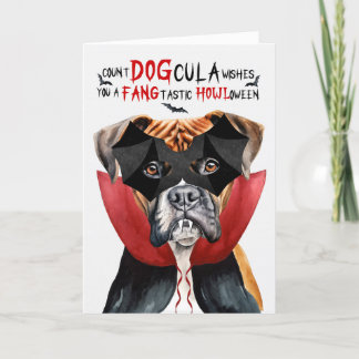 Boxer Dog Funny Count DOGcula Halloween Holiday Card