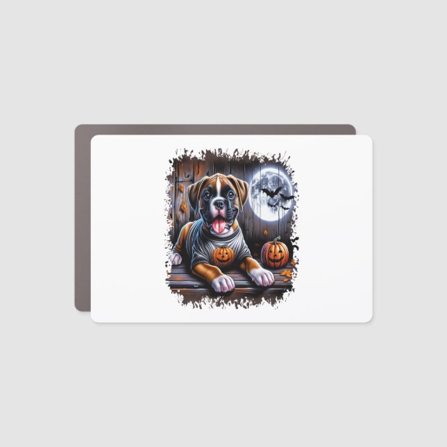 Boxer Dog Halloween Car Magnet (Front)