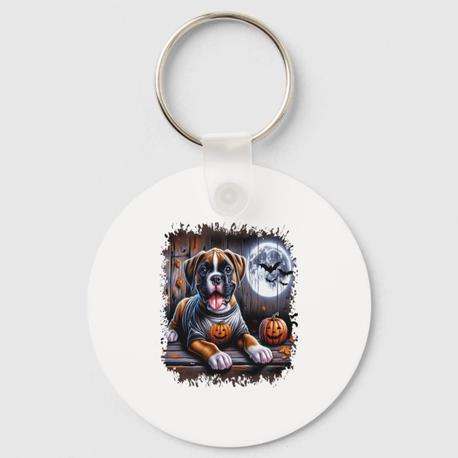 Boxer Dog Halloween Keychain (Front)
