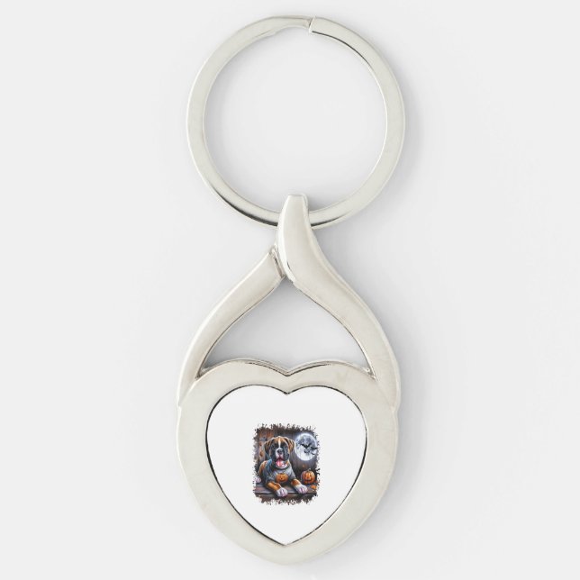 Boxer Dog Halloween Keychain (Front)