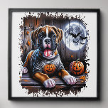 Boxer Dog Halloween Peel And Stick Photo Tile