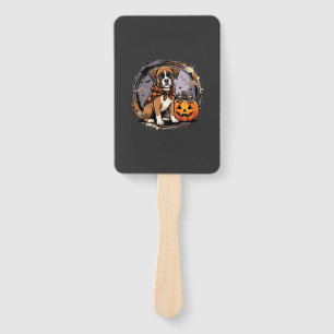 Boxer Dog Halloween Pumpkin Sublimation Hand Fan