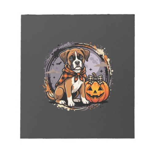Boxer Dog Halloween Pumpkin Sublimation Notepad