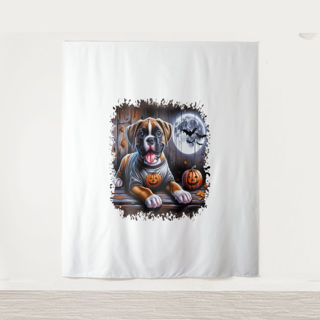 Boxer Dog Halloween Tapestry (Front)