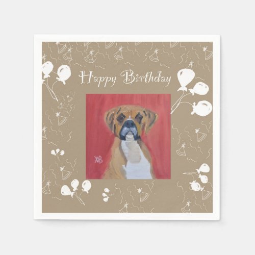 Boxer Dog Happy Birthday Paper Napkins