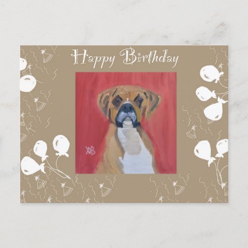 Boxer Dog Happy Birthday  Postcard