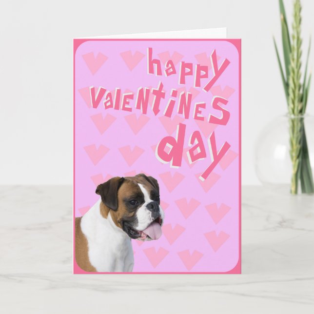 Boxer Dog Happy Valentine's Day Greeting Card (Front)
