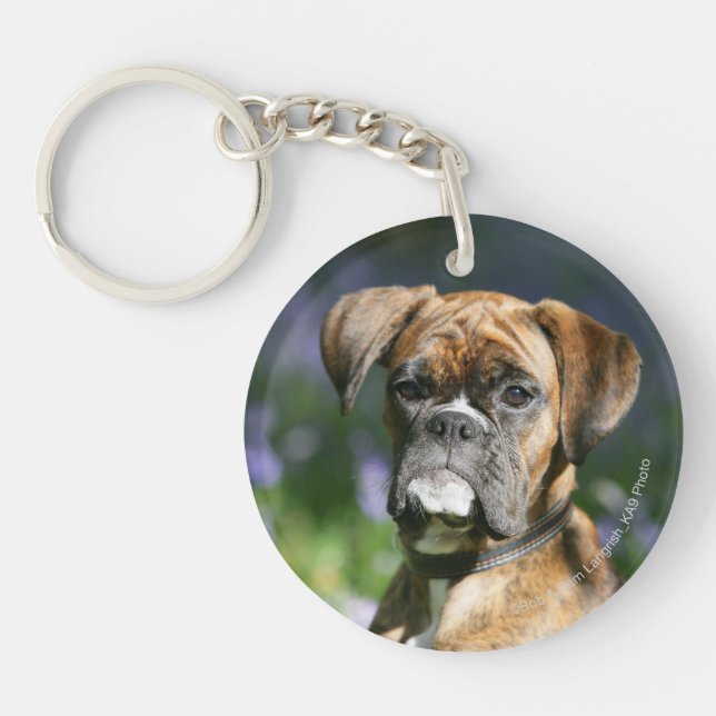 Boxer Dog Headshot Keychain (Front)