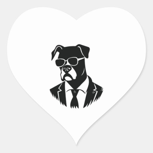 Boxer Dog Heart Sticker