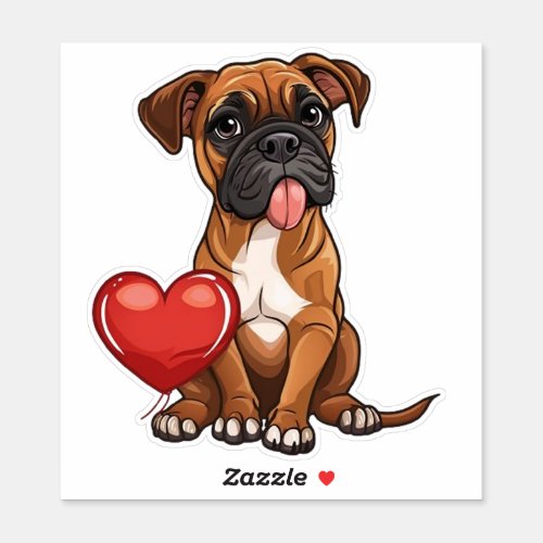 Boxer Dog Heart Sticker