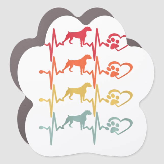 Boxer Dog Heartbeat Paw Love  Puppy Lover Car Magnet (Front)