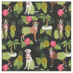 Boxer Dog hula tropical black Fabric