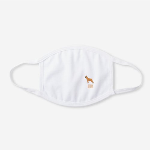 Boxer Dog Illustration Personalized White Cotton Face Mask