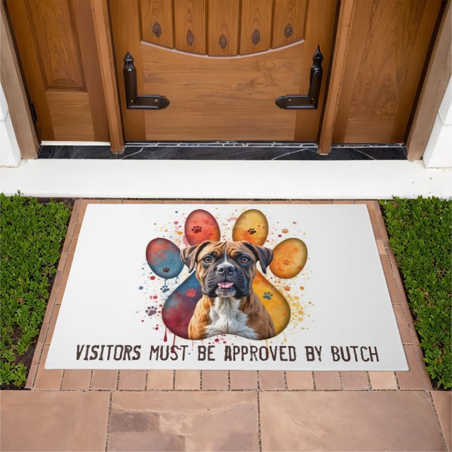 Boxer Dog In a Pawprint Doormat (Outdoor)
