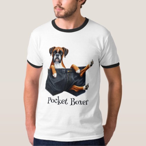 Boxer Dog In A Pocket T_Shirt