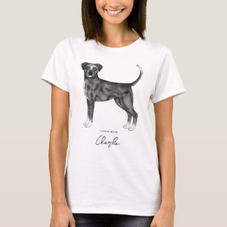 Boxer Dog In Black &amp; White I Love My Boxer &amp; Name T-Shirt