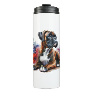 Boxer Dog in Bloom Boxer & Blossoms Thermal Tumbler