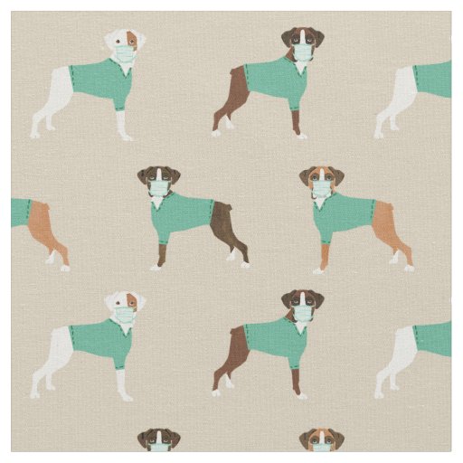 Boxer Dog in scrubs tan Fabric