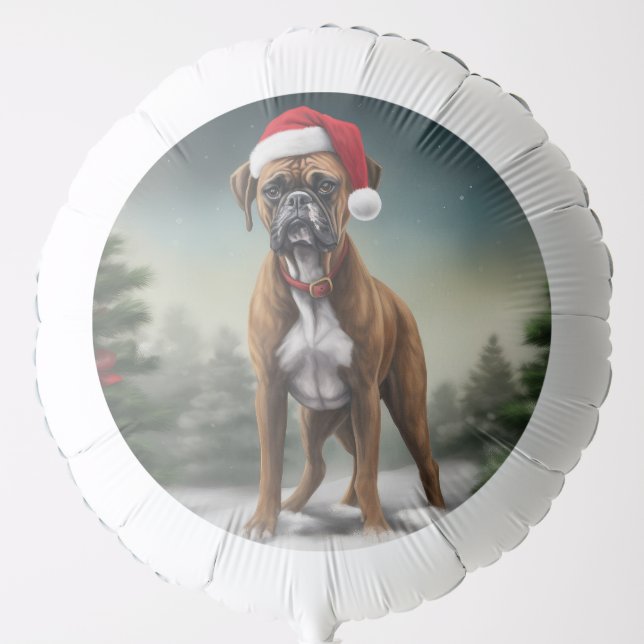 Boxer Dog in Snow Christmas  Balloon (Front)